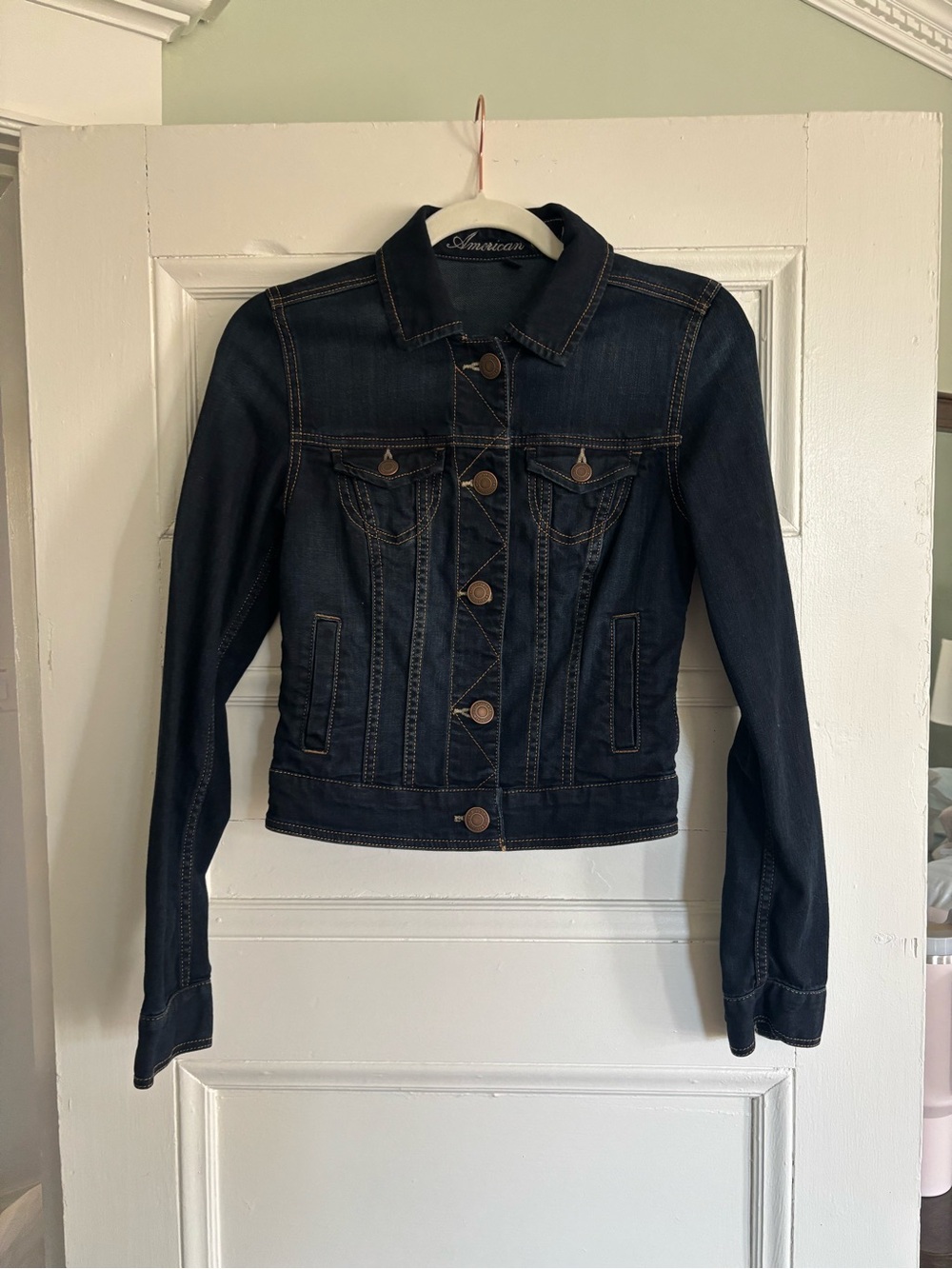 American Eagle Outfitters Indigo Denim Jacket with Contrast Stitching
